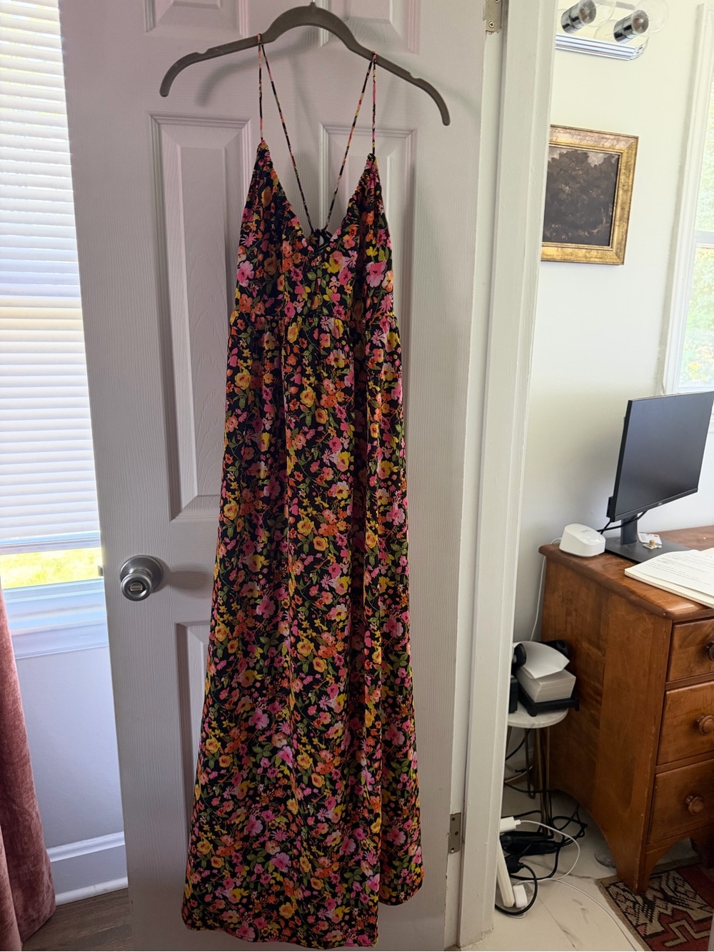 Vero Moda Black Floral Maxi Dress with Pink & Yellow Flowers